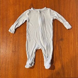 Ribbed Baby Blue Kids Footie Pajamas